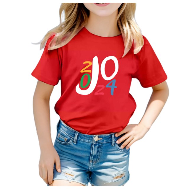 Chemises Garçon Unisexe Enfants Été Mode T-Shirt Imprimé Drôle Manches Courtes Col Rond T-Shirt Haut Chemises Garçon Rouge 1 Ans-2 Ans