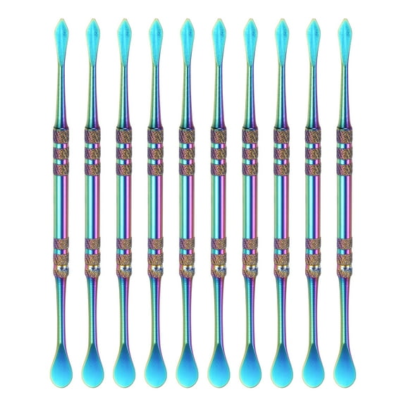 10 Pcs Wax Carving Tools 4.8" Double-Ended Stainless Steel Sculpting Spoon for Handmade Art Works, Rainbow