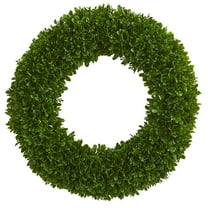 Nearly Natural 19.5" Tea Leaf UV Resistant Plastic Artificial Wreath (Green)