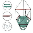 thumbnail image 5 of Hammock Chair Hanging Rope Swing, Portable Hammock Chair for Kids, Unique Hammock Hanging Chair, Hanging Swing Outdoor Seat with Detachable Pillow, Cup Holder, Carrying Bag, Holds 250lb, Green, Q9255, 5 of 12