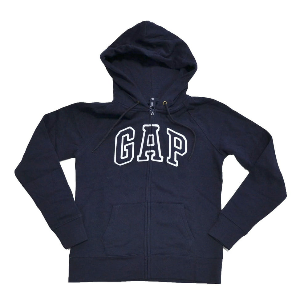 Gap - GAP Womens Fleece Arch Logo Full Zip Hoodie (XS, Navy Blue ...
