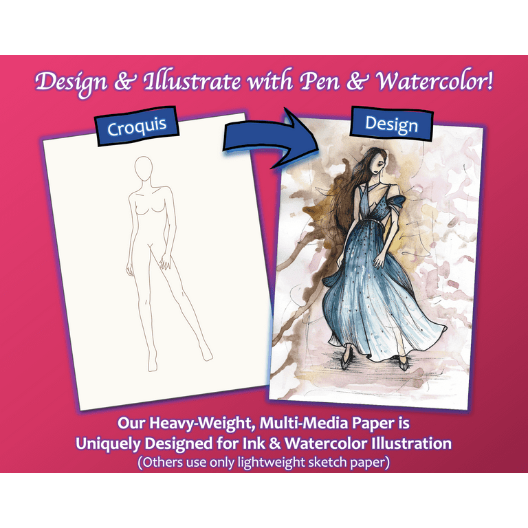 Fashion Design Sketch & Illustrating Pad, 400 Figure
