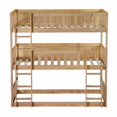 thumbnail image 6 of [Luckynote]Twin Size Triple Rubber Wood Bunk Bed, with Ladders, Guardrails Detachable Bunk Bed, Twin over Twin over Twin,Natural, 6 of 10