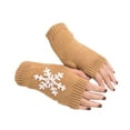 thumbnail image 4 of 1 Pair Knit Half Finger Glove Comfortable Winter Delicate Simple Knitting Craft Fingers Covers Hand Cover with Snowflake Pattern Light tan, 4 of 6