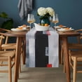 thumbnail image 2 of Red Black Modern Table Runner - 36 Inch Long, Kitchen Dining Table Runner Dresser Scarves, Abstract Oil Painting Geometric Artwork Farmhouse Decor for Coffee Tables Wedding Party Banquet, 2 of 8