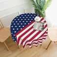 thumbnail image 2 of Patriotic Tablecloth Round 60 Inch American Flag Table Cloth 4th of July Table Cover Mat Washable Resistance Reused Polyester Decor for Holiday Banquet Party Home Dining Kitchen Room Picnic, 2 of 6
