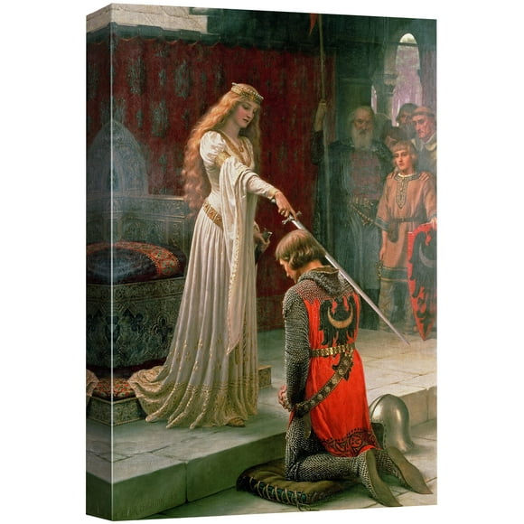 wall26 Impression sur Toile Encadrée l'Accomlade par Edmund Leighton Nature Nature Sauvage Illustrations Art Traditionnel Coloré Rustique pour Salon Chambre Bureau - 16 Pouces"x24 Pouces"