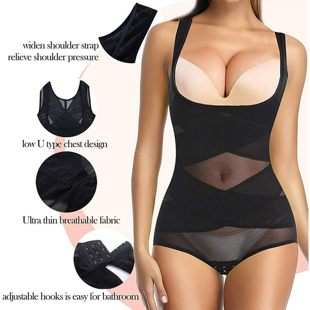 Firm Tummy Control Full Body Shaper Slimmer Shapewear Seamless Waist  Trainer Open Bust Bodysuit Plus Size Corset For Women Nude