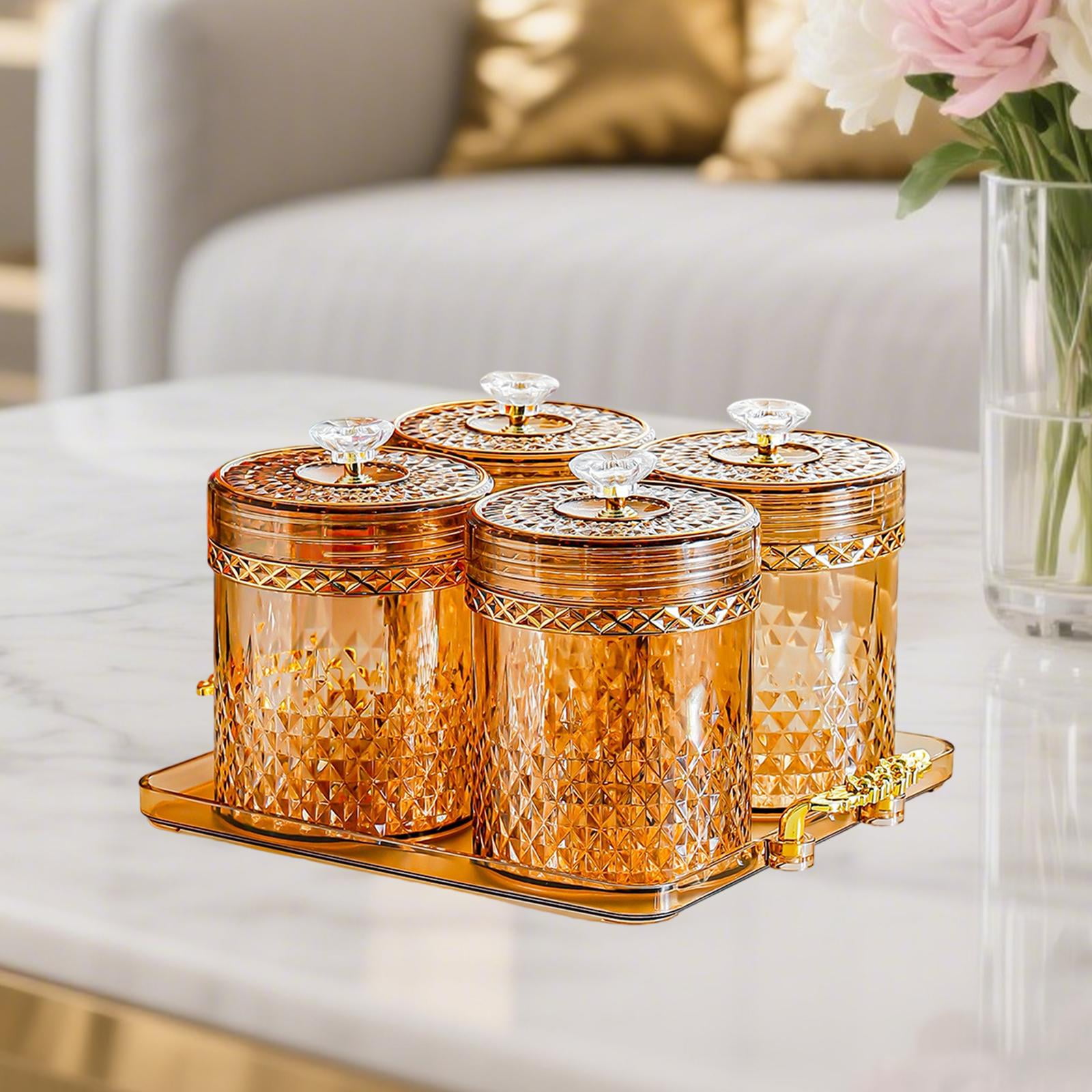 kowaku Food Storage Container Set Airtight Jar with Lid Compact Divided Compartments Sturdy Versatile Spice And Storage Suitable for Home Use Entertaini Amber