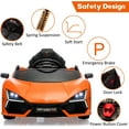 thumbnail image 5 of 12V Licensed Lamborghini Revuelto Ride-On Car, Battery-Powered Electric Sports Vehicle with Bluetooth, USB, Music, Remote Control, Headlights, 1-Seater, Orange, 5 of 7