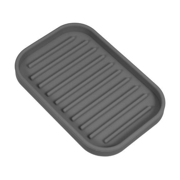 Soap Dish Soap Cleaning Storage Keep Soap Dry for Home Bathroom Kitchen Silicone Dark Gray 13.5x9cm