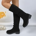 thumbnail image 6 of Modisza Women's Knee High Boots Suede Chunky Heel Slouch Boots Wide Calf Dress Winter Casual Riding Boot Black 5.5, 6 of 8