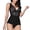 Black, variant on Levmjia Womens Lace Mesh One Piece Lingerie Set V Neck Sleeveless Ruffle Hem Bodysuit Soft Lightweight Stretchy Plus Size Nightwear Dates