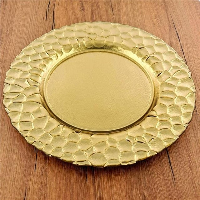 Red Pomegranate Collection 1533-1 13 in. Rocher Charger Plates, Gold - Set of 12