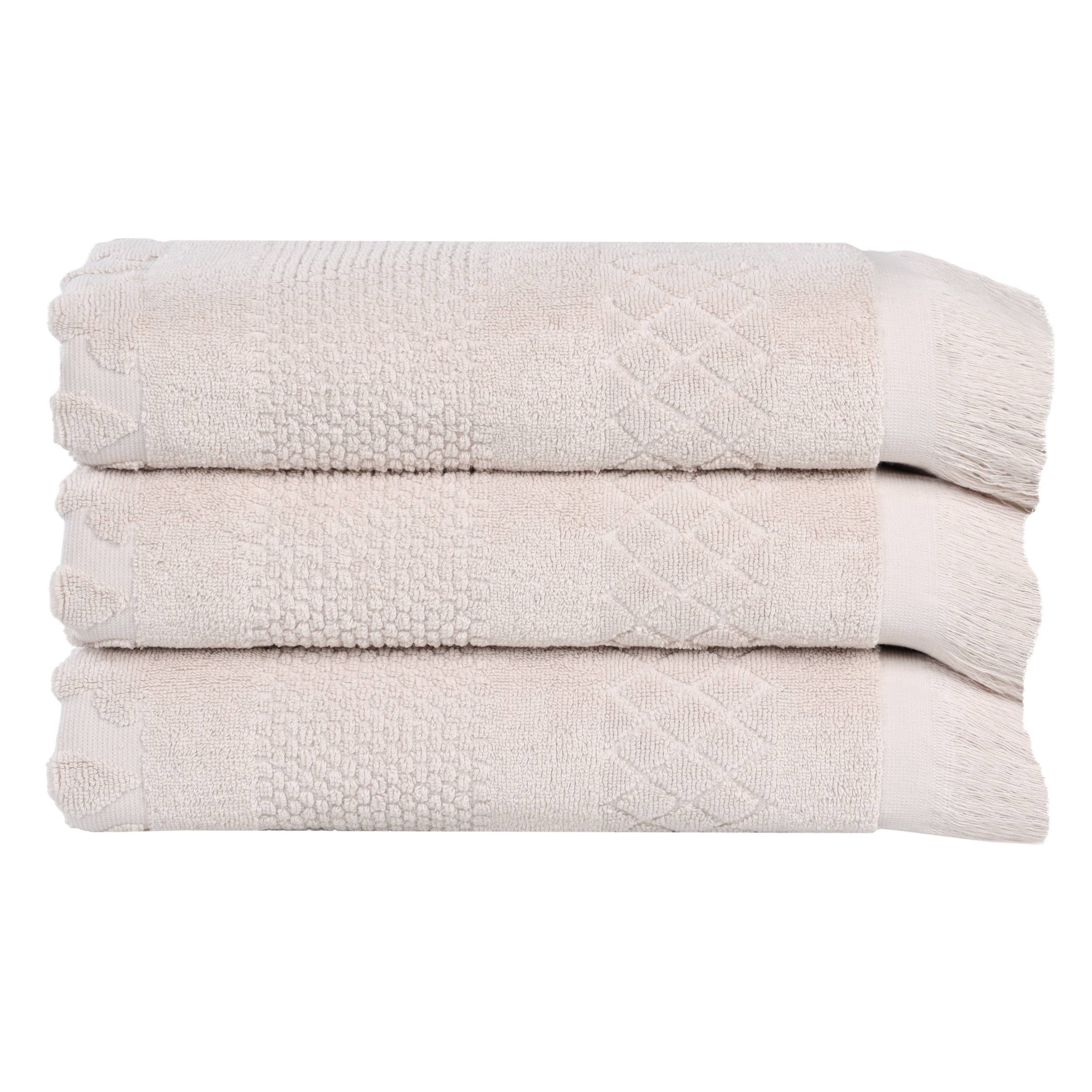 Superior Rolla Geometric Cotton 3 Piece Bath Towel Set, Quick-Dry Ultra Soft Towels, Silver
