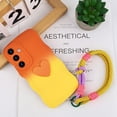 thumbnail image 6 of for Samsung Galaxy S24 Gradient Wavy Case with Wrist Strap Lanyard Cute Love Heart Curly Wave Frame Design Solid Color Soft Silicone Shockproof Cover for Girls Women, Orange/Yellow, 6 of 12