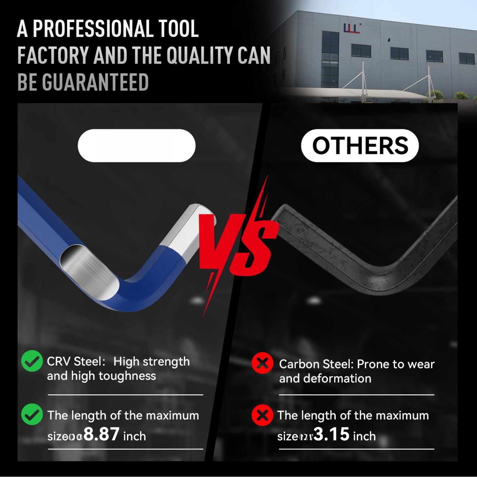 Hex Key Set  18 Metric & Sae Size Extra Long Arm Allen Wrench With Ball End Color Coding Design 1.5-10 Mm 1/16-3/8 Inch For Bicycle Household Diy Chrome Vanadium Steel