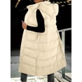 thumbnail image 4 of Women's Long Quilted Vest with Hood Button Down Puff Vest Cotton Padded Jacket Winter Coat, 4 of 5