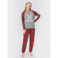 thumbnail image 3 of Yuanyu Christmas Pajamas Sets Matching Family Parent-child PJ's with Letter and Plaid Printed Long Sleeve Tee and Bottom Loungewear, 3 of 11