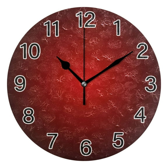 Ryvnso Gradient Red Wall Clock Non Ticking Silent Kitchen Clock Battery Operated Clocks 10 inch