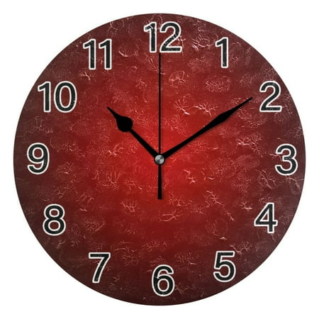 Ryvnso Gradient Red Wall Clock Non Ticking Silent Kitchen Clock Battery Operated Clocks 10 inch