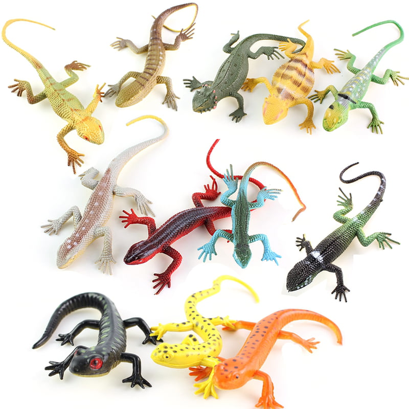 10x Simulation Gecko Toy Soft Rubber Gecko Model Figure Party Props 5x3cm