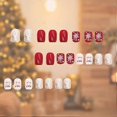 thumbnail image 4 of 24Pcs Christmas Press on Nails Short Square, French Tips Glossy Red False Nails Glitter Glue on Nails with Cute Elk Designs, Removable Stick on Nails, 4 of 5