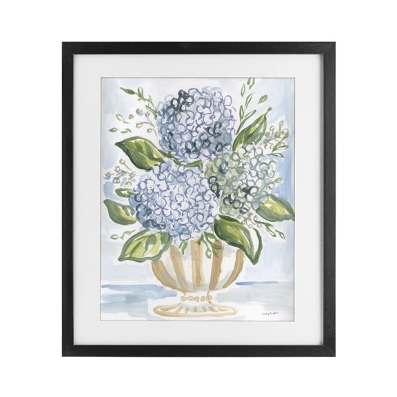 Stupell Industries French Country Serena Pastel Hydrangea Bouquet Black Framed Print Under Glass, 13 x 16, by Haley Knighten