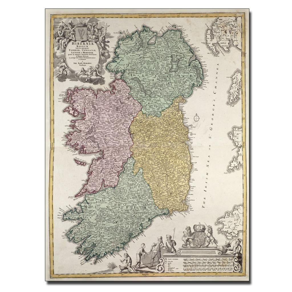 Trademark Art 'Map of Ireland, 1730' Canvas Art by Johann B. Homann