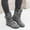 Gray, variant on Women Suede Round Toe Zipper Flat Pure Color Buckle Strap Keep Warm Snow Boots