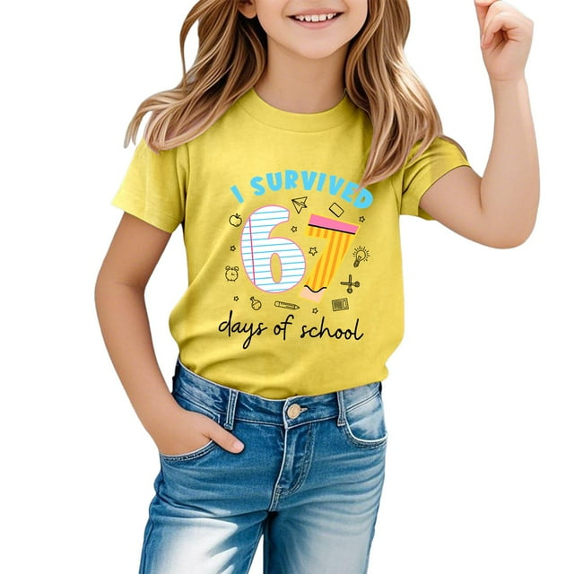 FYEGRE T-shirt Enfant 67 Mèmes Cool Imprimé Graphique Col Rond pour Garçons Confortable Quotidien Décontracté Vêtements Jeunesse Haut Jaune 12-18 Mois