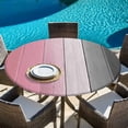 thumbnail image 4 of Pink Gray Ombre Fitted Tablecloth with Elastic Edged, Round Table Cloth for Dining Table, Vintage Country Wooden Waterproof Oil Proof Table Cover for Indoor Outdoor 45"-54", 4 of 9