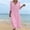 Pink Dresses for Women, variant on Ygbgbb Women V‑Neck Lace Trim Maxi Dress, Three‑Quarter Sleeve Loose Empire‑Waist Flowy Dress for Beach Cover‑Up and Vacation Casual Pink XXXL