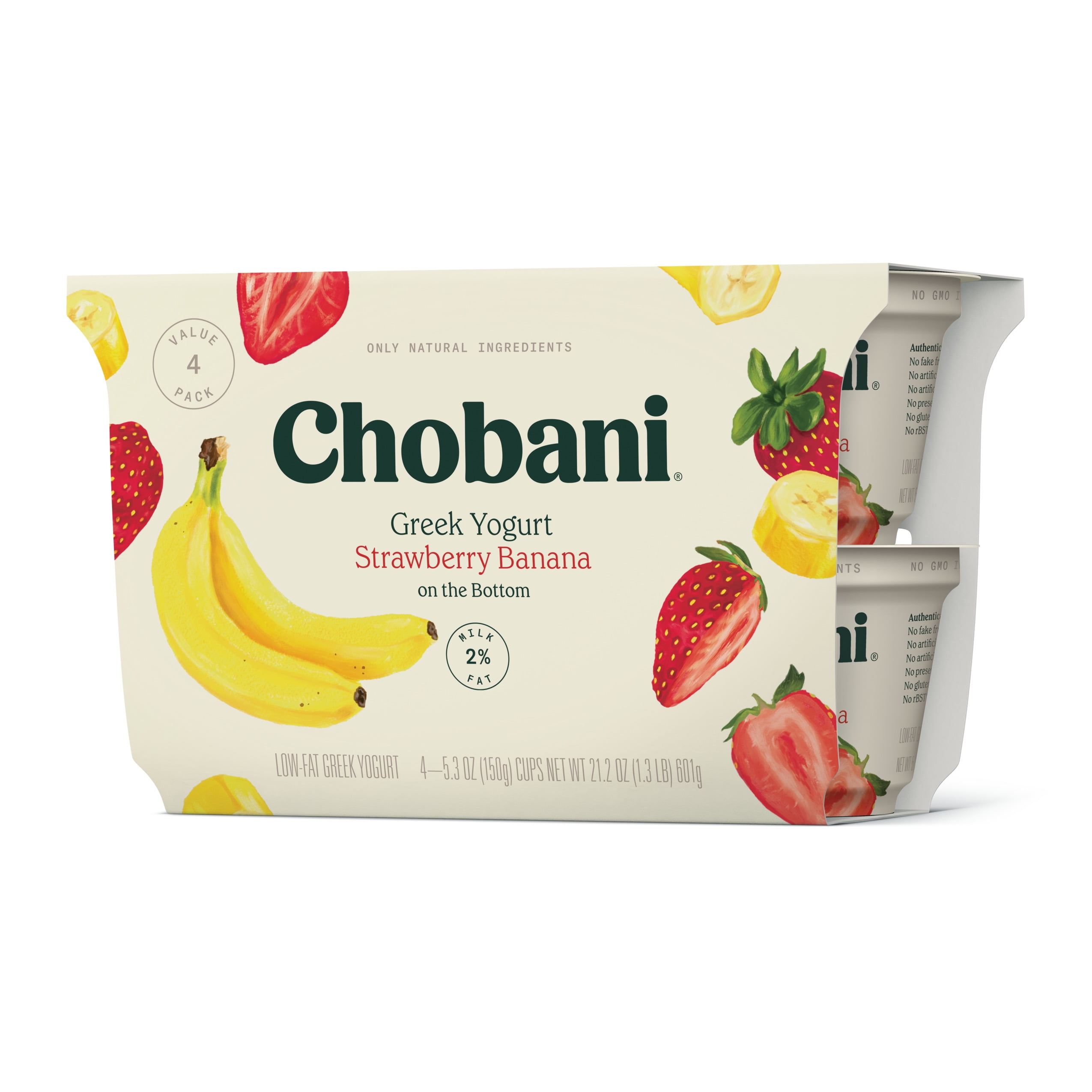 Chobani Greek Yogurt Strawberry Banana On The Bottom, 5.3 OZ