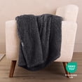 thumbnail image 6 of Bare Home Faux Shearling Blanket - Dual Layer - Fluffy & Soft - Lightweight - Twin/Twin XL, Forged Iron Gray, 6 of 7