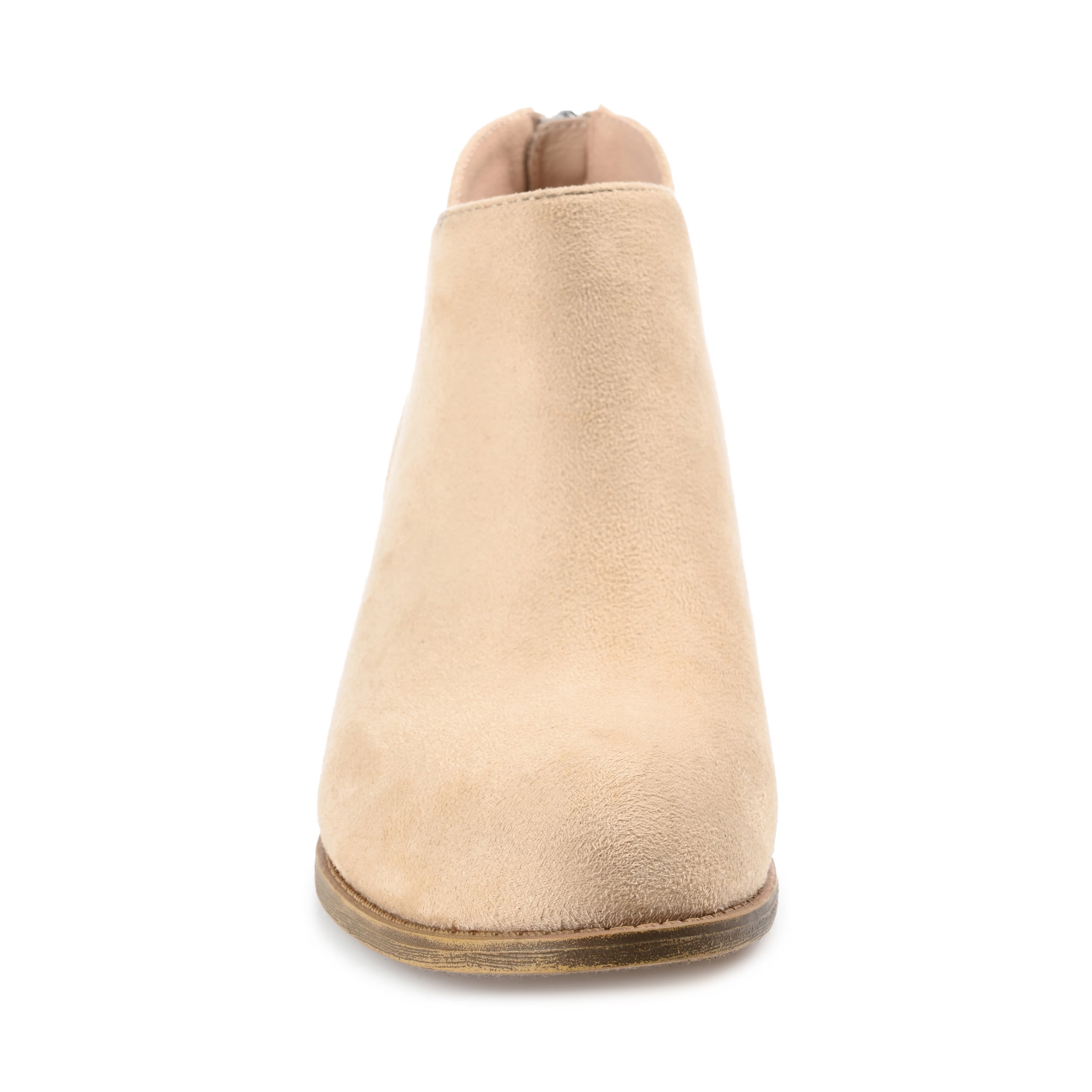 Journee Womens Livvy Back Heel Zip Stacked Heel Booties, Widths Available