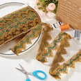 thumbnail image 5 of 14.2 Yards Metallic Braid Trim Gold 40mm Wide Triangle Shape Lace Ribbon Green Sequins Embellishment Lace Trim DIY Crafts Sewing Ribbon for Home Christmas Party Decoration Clothes, 5 of 9