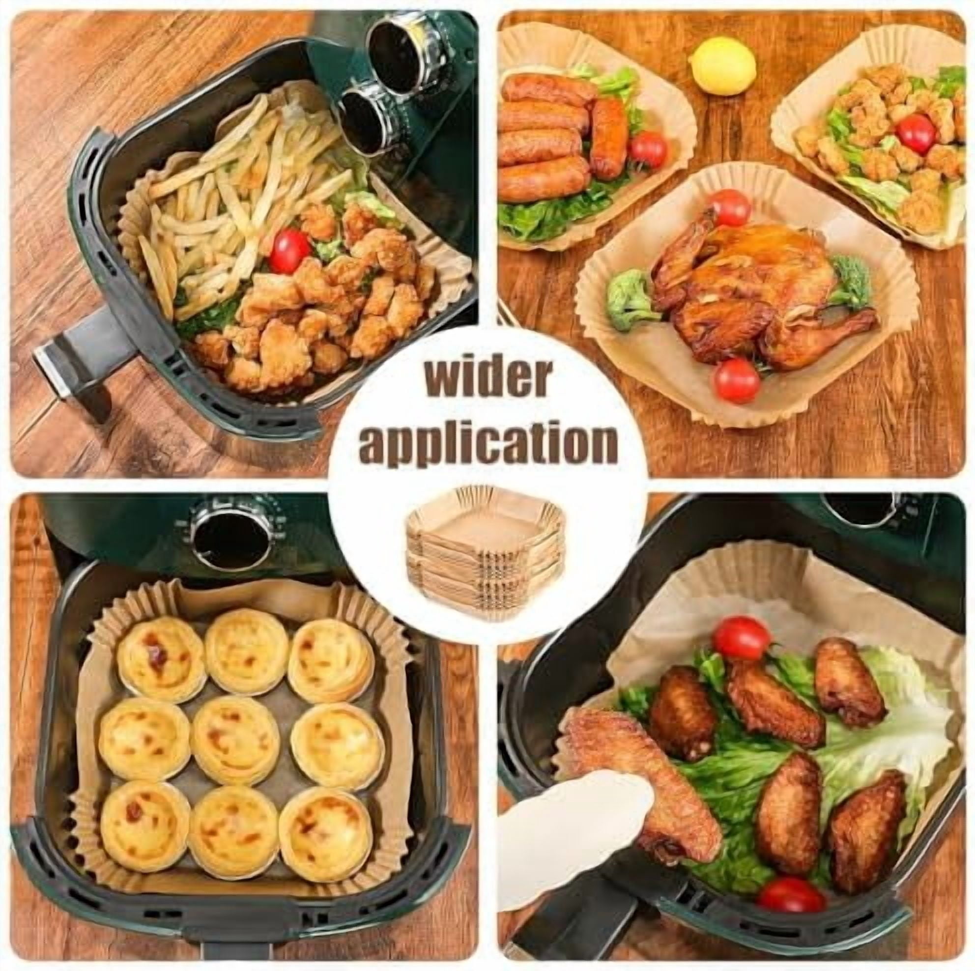 9.5 Inch Paper Air Fryer Liners Disposable,130 Pcs Square Air Fryer Parchment Liners, Suitable for 5-8 Qt,Non-stick &Oil-proof Parchment Paper for Frying