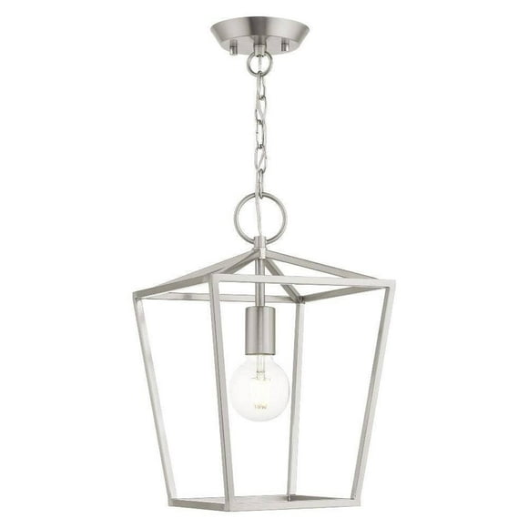 Livex Lighting 49432-91 Devone Collection 1-Light Convertible Semi-Flush Lantern Ceiling Fixture, Brushed Nickel