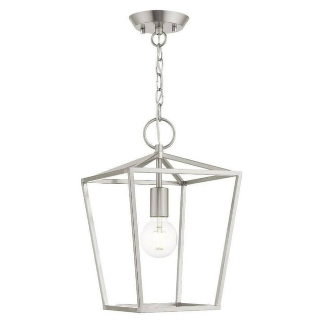 Livex Lighting 49432-91 Devone Collection 1-Light Convertible Semi-Flush Lantern Ceiling Fixture, Brushed Nickel
