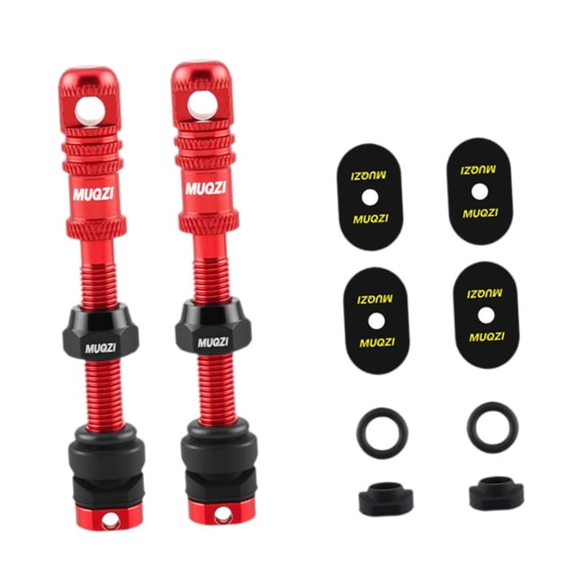 2 vástagos de válvula Presta Tubeless para bicicleta de alto rendimiento con herramienta de extracción del núcleo de la válvula Rojo