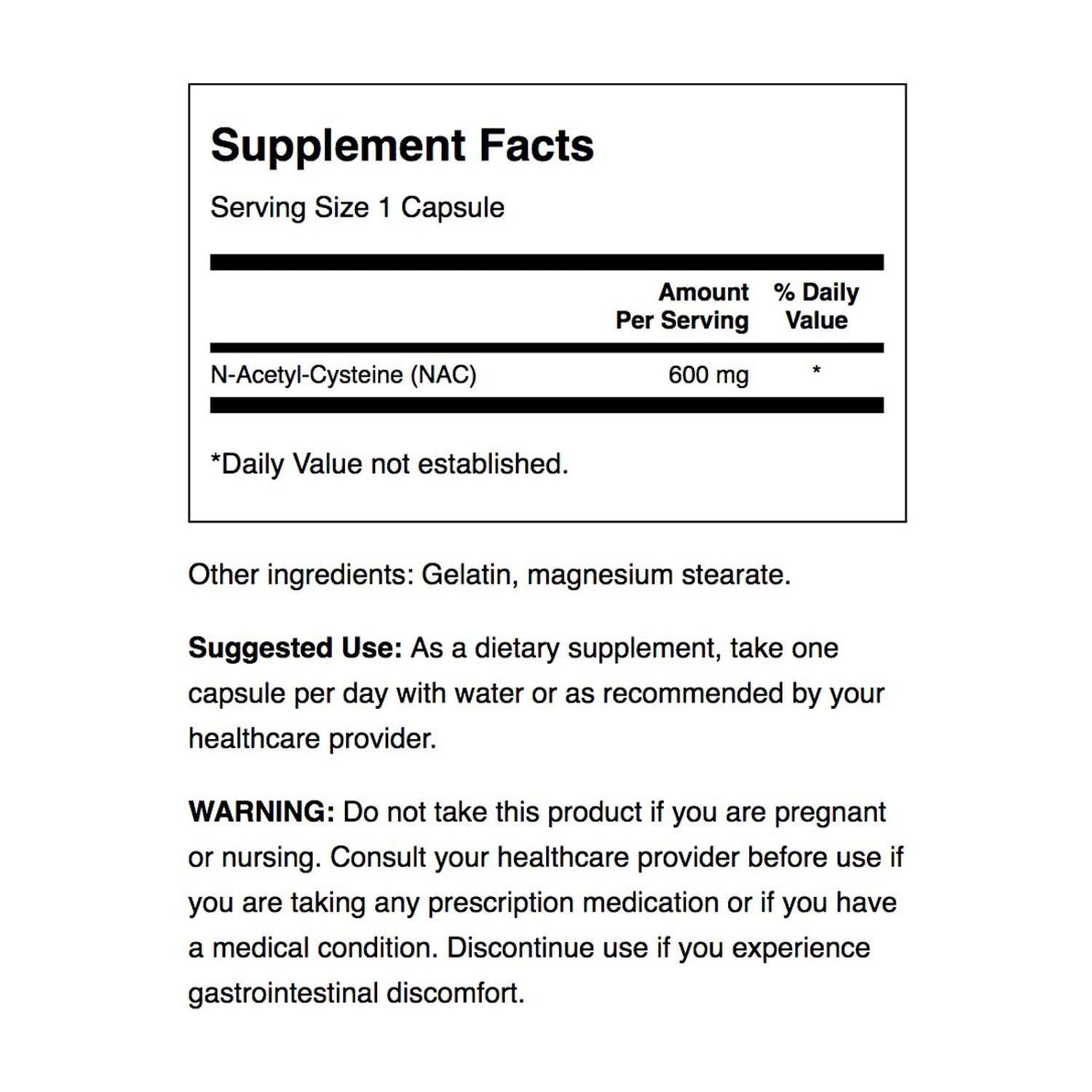 Swanson NAC - N-Acetyl Cysteine - Supplement 600 mg 100 Capsules (4 Pack)