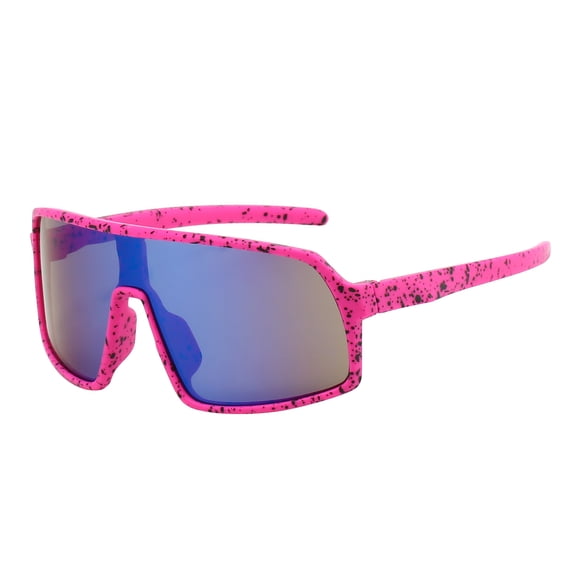 Piranha Eyewear Reflection Neon Pink Shield Sunglasses for Kids Ages 4-10 with Blue Mirror Lens