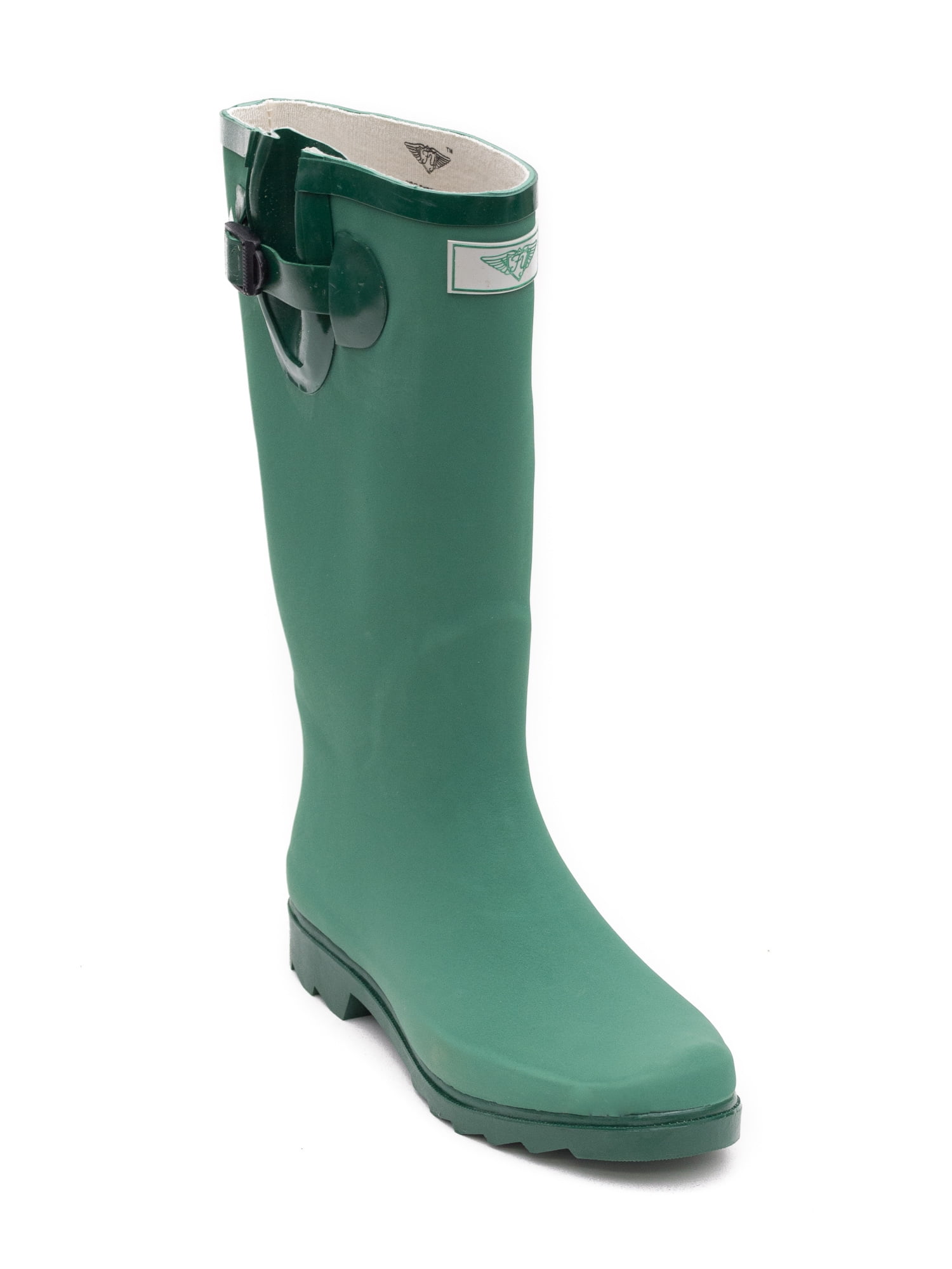 Women Rubber Rain Boots with Cotton Lining, Green Matte Design ...