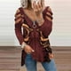 thumbnail image 4 of Mujeres otoño estampado floral cuello pico sexy manga larga fuera del hombro pulóver cremallera blusa camiseta tops Fridja fhghd2815, 4 of 8