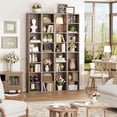 thumbnail image 4 of 8-Tier Media Tower Rack, 11.6 X 9.3 X 70.9 Inches CD DVD Slim Storage Cabinet with Adjustable Shelves, Tall Narrow Bookcase Display Bookshelf for Home Office,Oak, 4 of 18