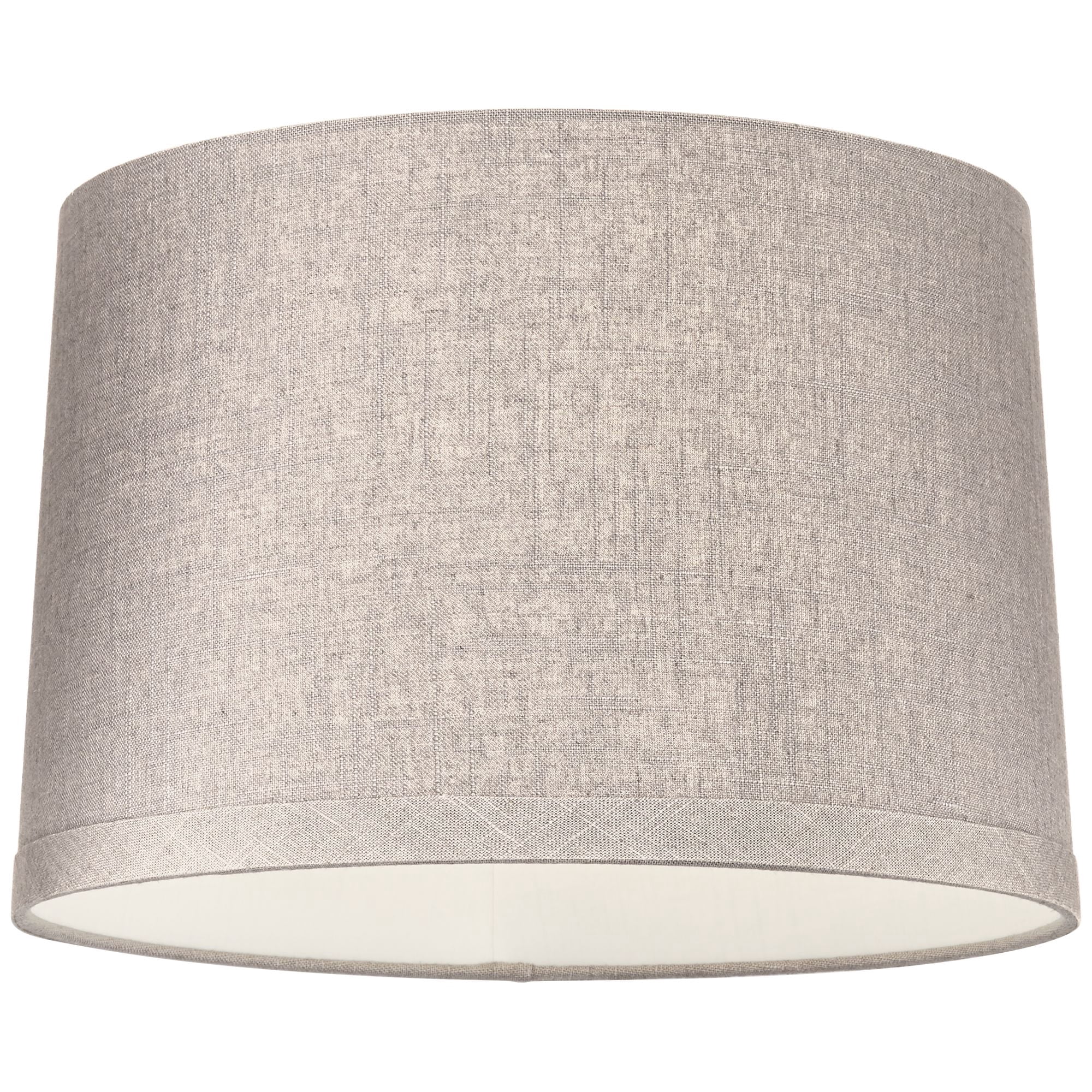 Springcrest Gray Linen Medium Drum Lamp Shade 15" Top x 16" Bottom x 11" High x 11" Slant (Spider) Replacement with Harp and Finial