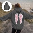 thumbnail image 2 of vigerkar Long Sleeve Wings Graphic Hoodie, Fashion Pullover Hooded Sweatshirt for Women (Grey, S), 2 of 5