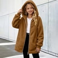 thumbnail image 5 of VIPOIN Girls Full Zip Hooded Fleece Jacket, Mid-Length Sherpa Coat Warm Fall Winter Outerwear, 5 of 8