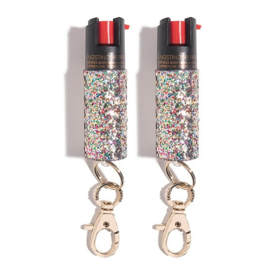 BLINGSTING Essentials Pepper Spray for Self Defense, Confetti Glitter, 2 Pack, 1 in x 1 in x 3 in